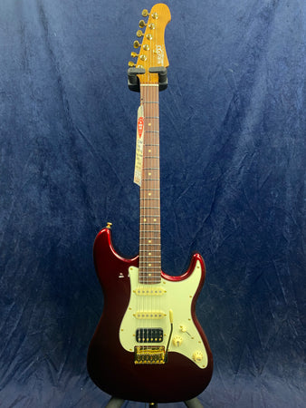 Jet Guitars JS-480 S-Type HSS Gold Hardware in Wine Red