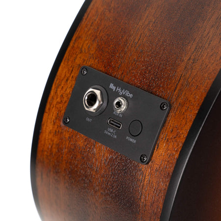 Cort Earth GO HyVibe Smart Guitar Solid Top in Open Pore Brown Burst