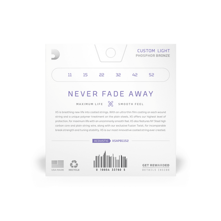 DAddario XSAPB1152 Phosphor Bronze Acoustic Guitar Strings Custom Light 11-52