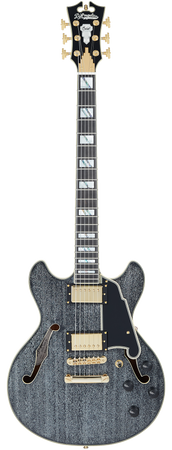 D'Angelico Excel Mini DC Double Cut Stop-bar in Black Dog with Hard Case