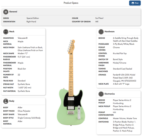 Fender Ltd Edition Player Telecaster HH in Surf Pearl with Maple Neck ex demo