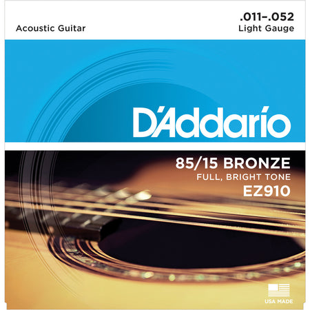 D'Addario EZ910 85-15 Bronze Acoustic Guitar Strings Light 11-52 - The Guitar Store - The Home Of Tone