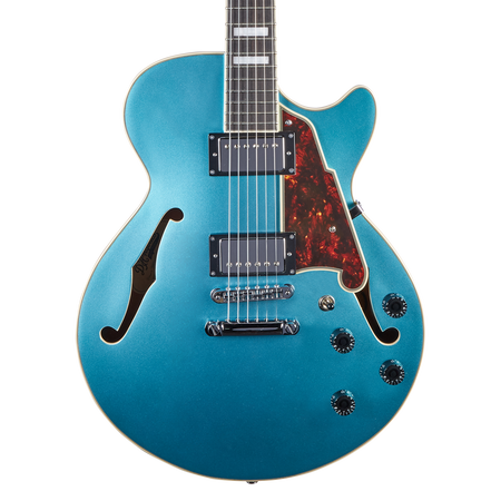 D'Angelico Premier SS Single Cut Semi-hollow with Stop-bar Tailpiece in Turquoise