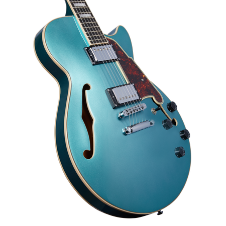 D'Angelico Premier SS Single Cut Semi-hollow with Stop-bar Tailpiece in Turquoise