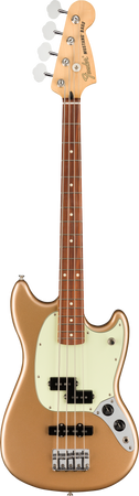 Fender Mustang Offset PJ Bass Guitar in Firemist Gold Pau Ferro Fretboard