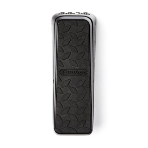 Dunlop FX pedal with a black textured, non-slip tread and chrome edges; rectangular and elongated in shape.
