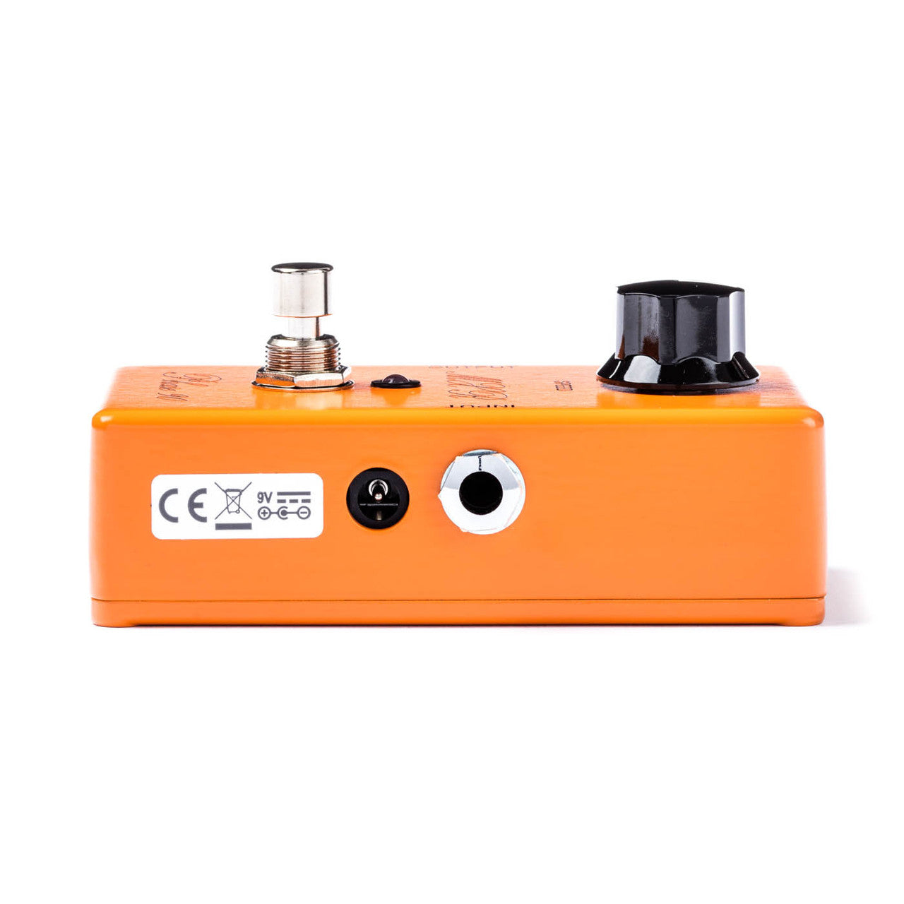 Orange FX pedal with a large black knob, metal footswitch, 9V power input, and quarter-inch jack on its side.