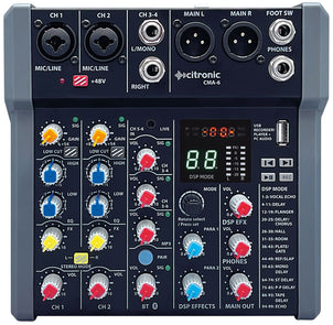 Citronic CMA-6 Compact Mixer with DSP and Bluetooth + USB