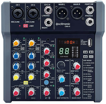 Citronic CMA-6 Compact Mixer with DSP and Bluetooth + USB