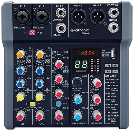 Citronic CMA-6 Compact Mixer with DSP and Bluetooth + USB