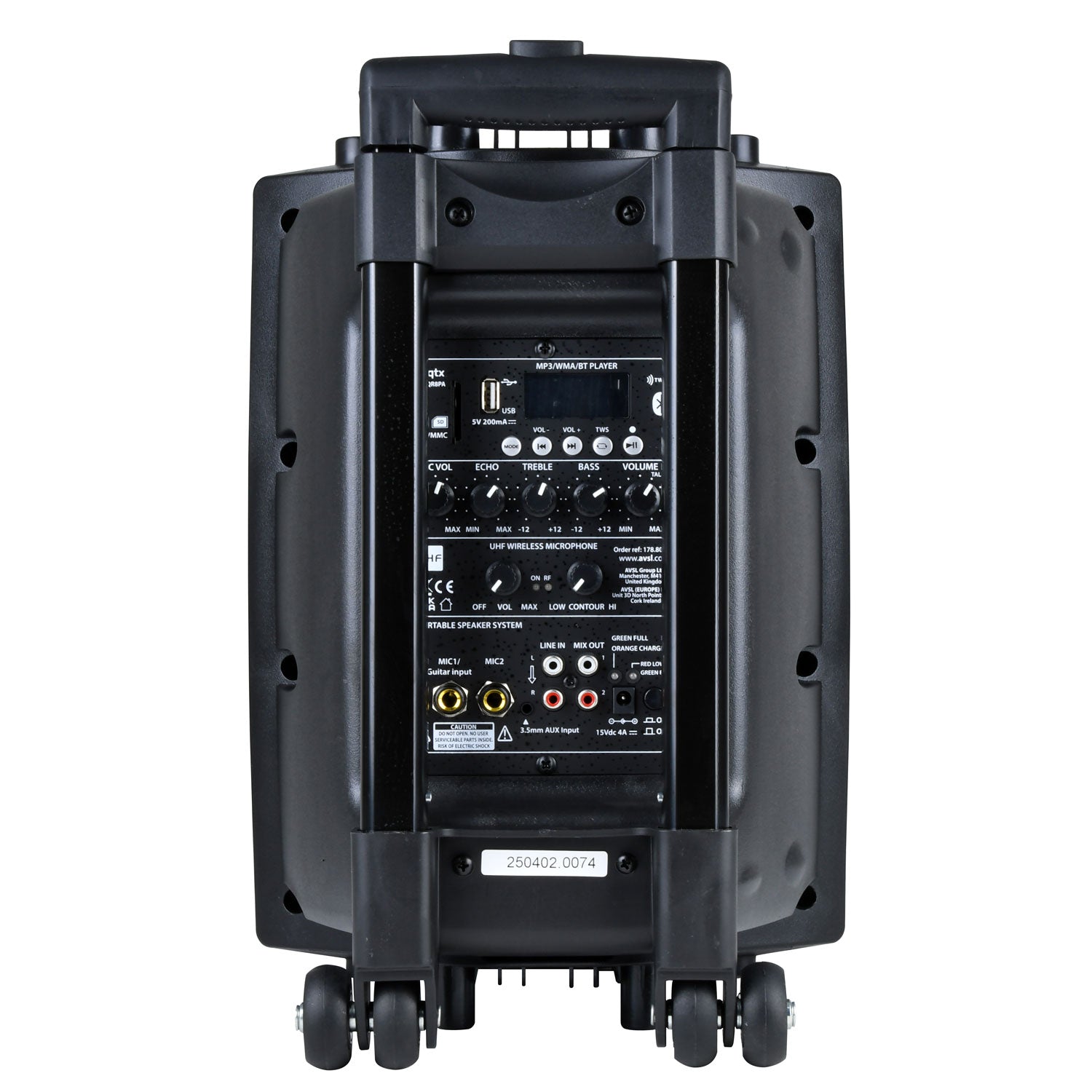 QR8PA Système de sonorisation portable alimenté par batterie avec Bluetooth et microphone sans fil