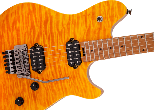 EVH WolfGang Standard Exotic Quilt Baked Maple Fretboard in Transparent Amber