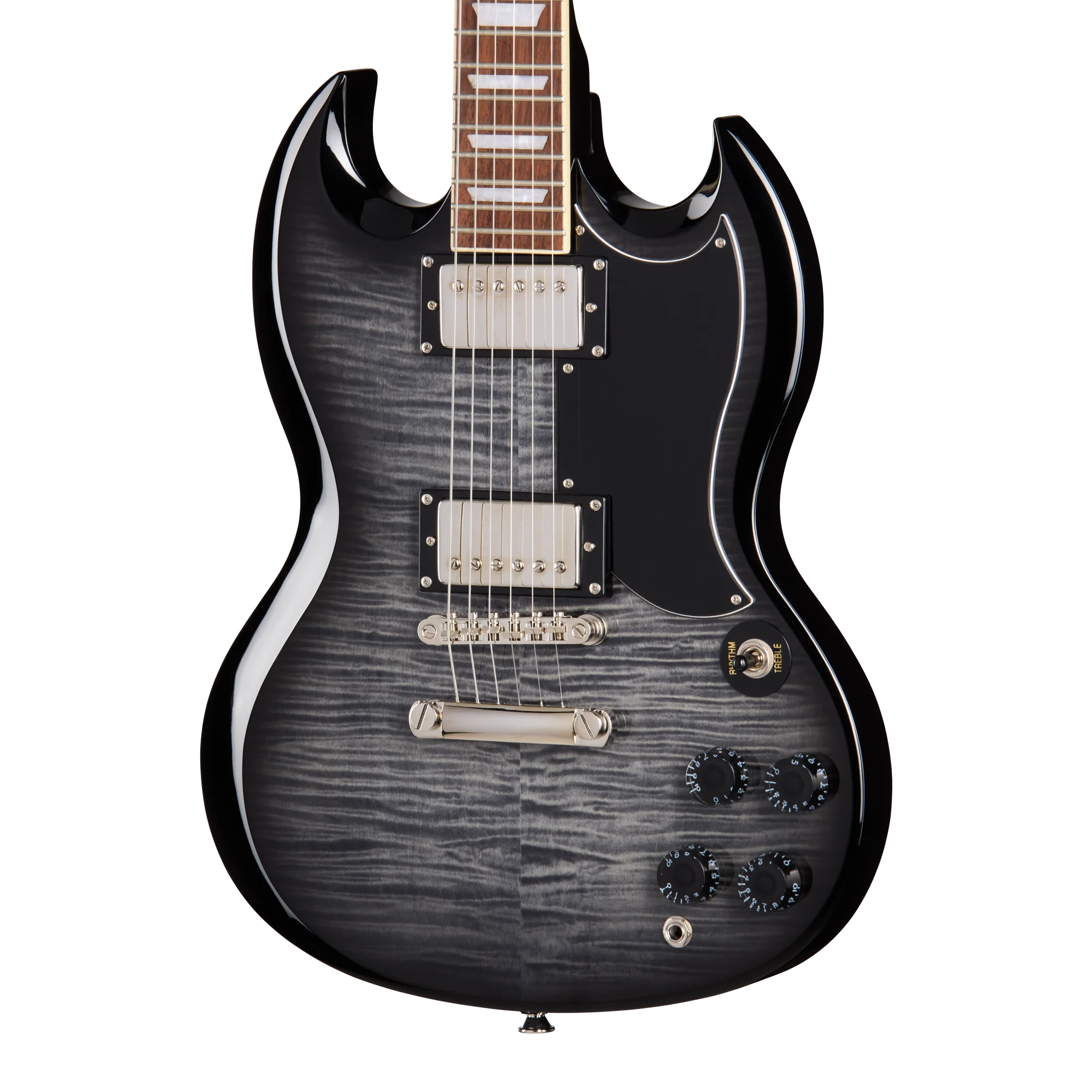 Epiphone SG Tribute Plus Flame Top in Ebony Burst