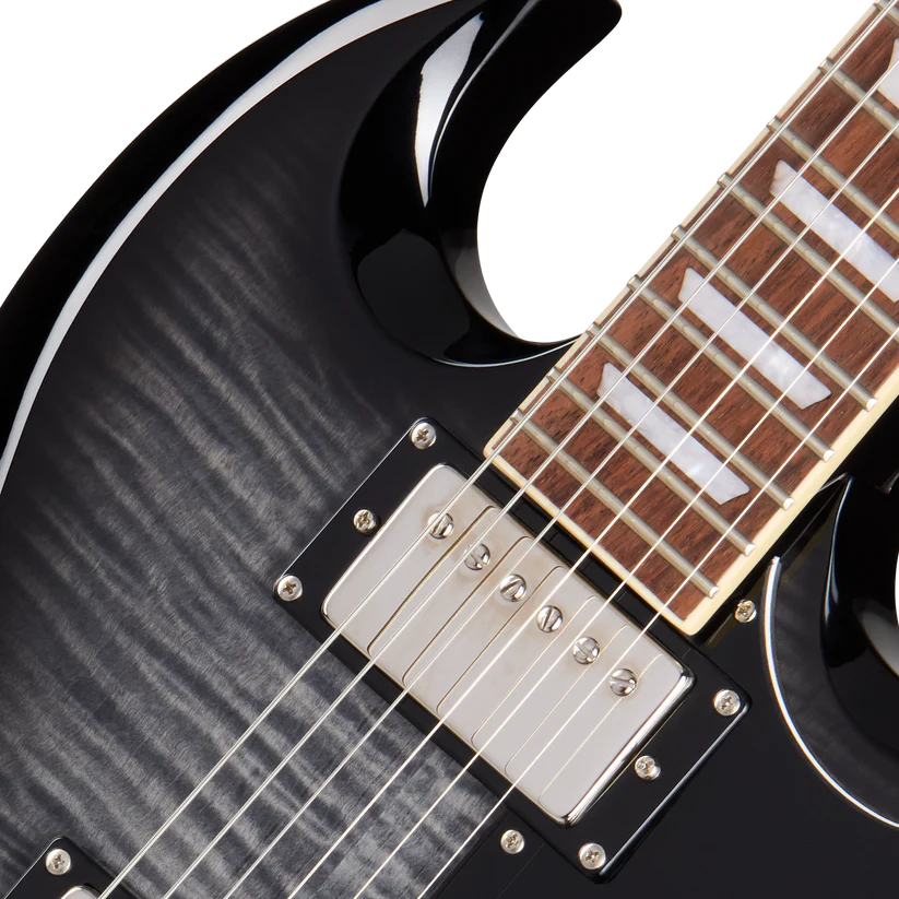 Epiphone SG Tribute Plus Flame Top in Ebony Burst