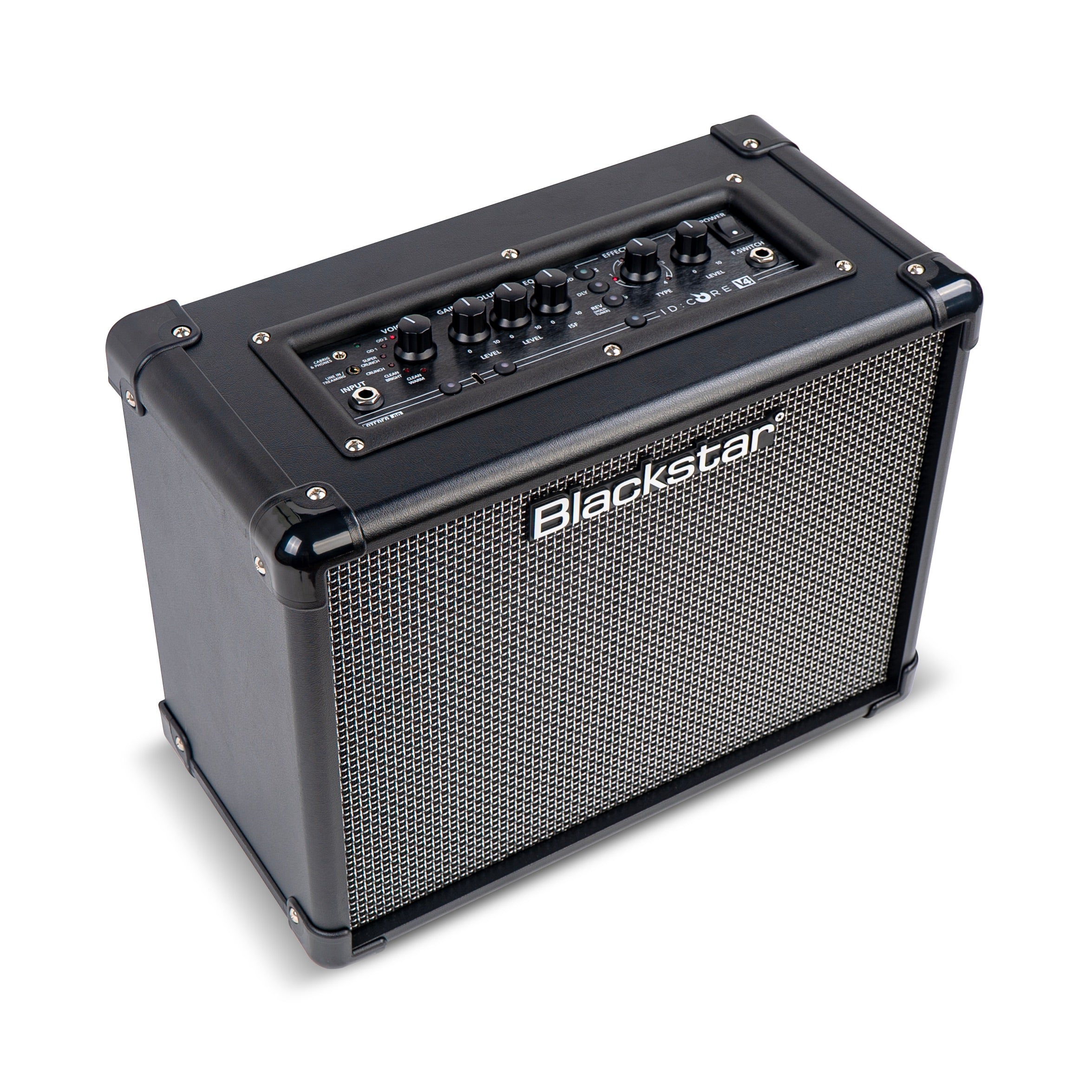 Blackstar amplifier with black casing, silver grille, and control knobs on the top panel.