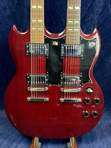 Arbiter 6/12 SG Double Neck '70s Electric Guitar in Cherry