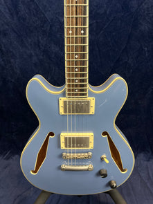 D'Angelico Excel Mini DC Tour Semi-Hollow Electric in Slate Blue B-Stock