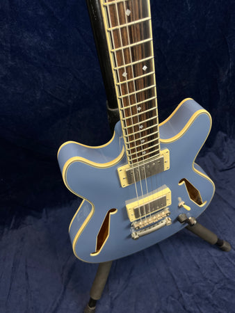 D'Angelico Excel Mini DC Tour Semi-Hollow Electric in Slate Blue B-Stock