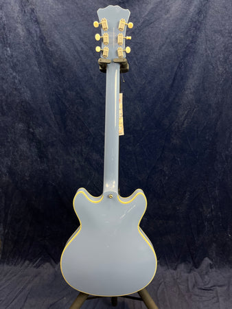 D'Angelico Excel Mini DC Tour Semi-Hollow Electric in Slate Blue B-Stock