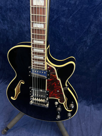 D'Angelico Premier SS Semi-Hollow Electric Guitar in Black Pre-owned