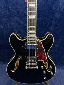 D'Angelico Premier DC Semi-Hollow Electric Guitar in Black Pre-owned