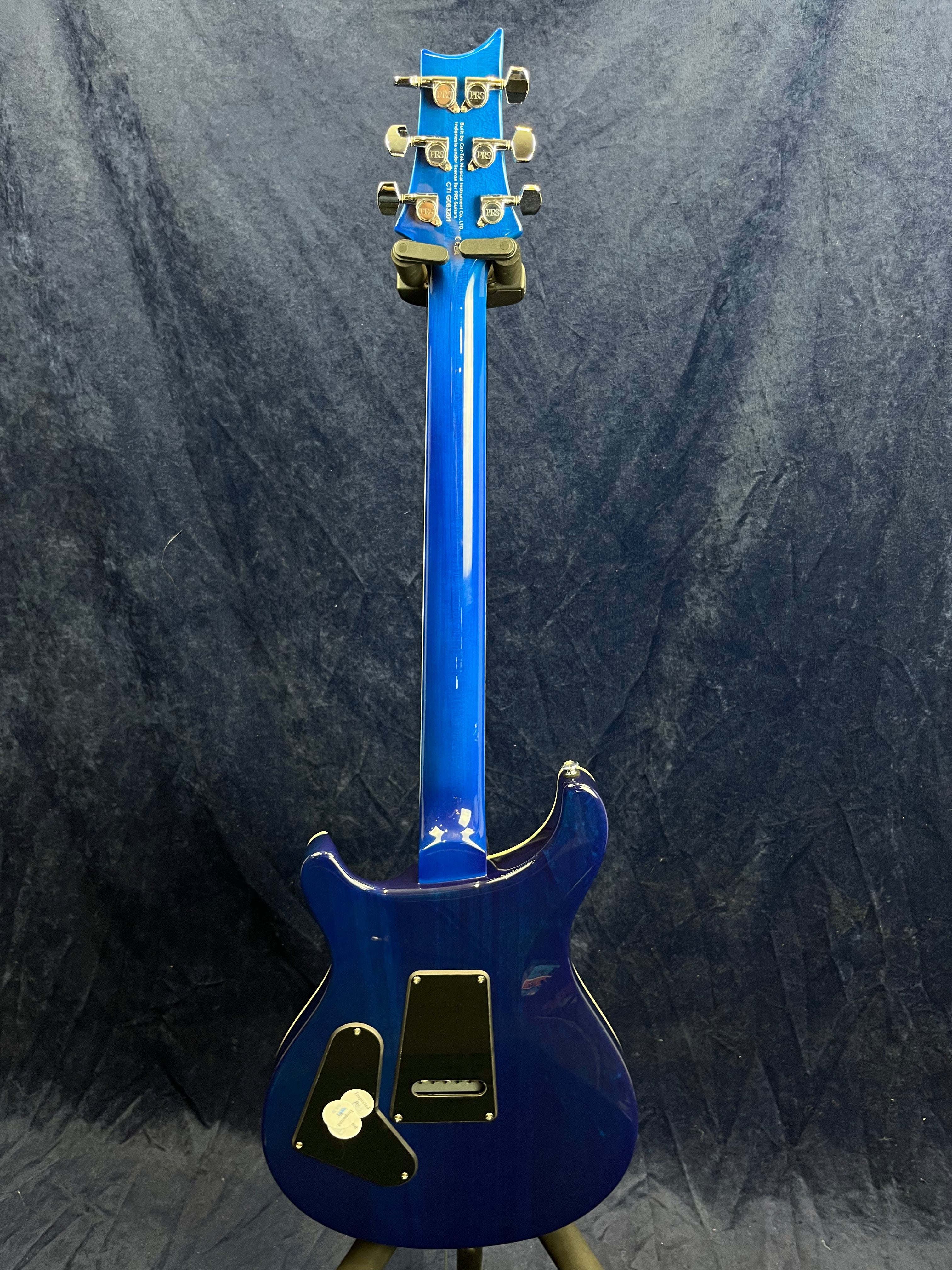 PRS SE Custom 24-08 Quilt in Lake Blue Ebony Fretboard Ex Demo