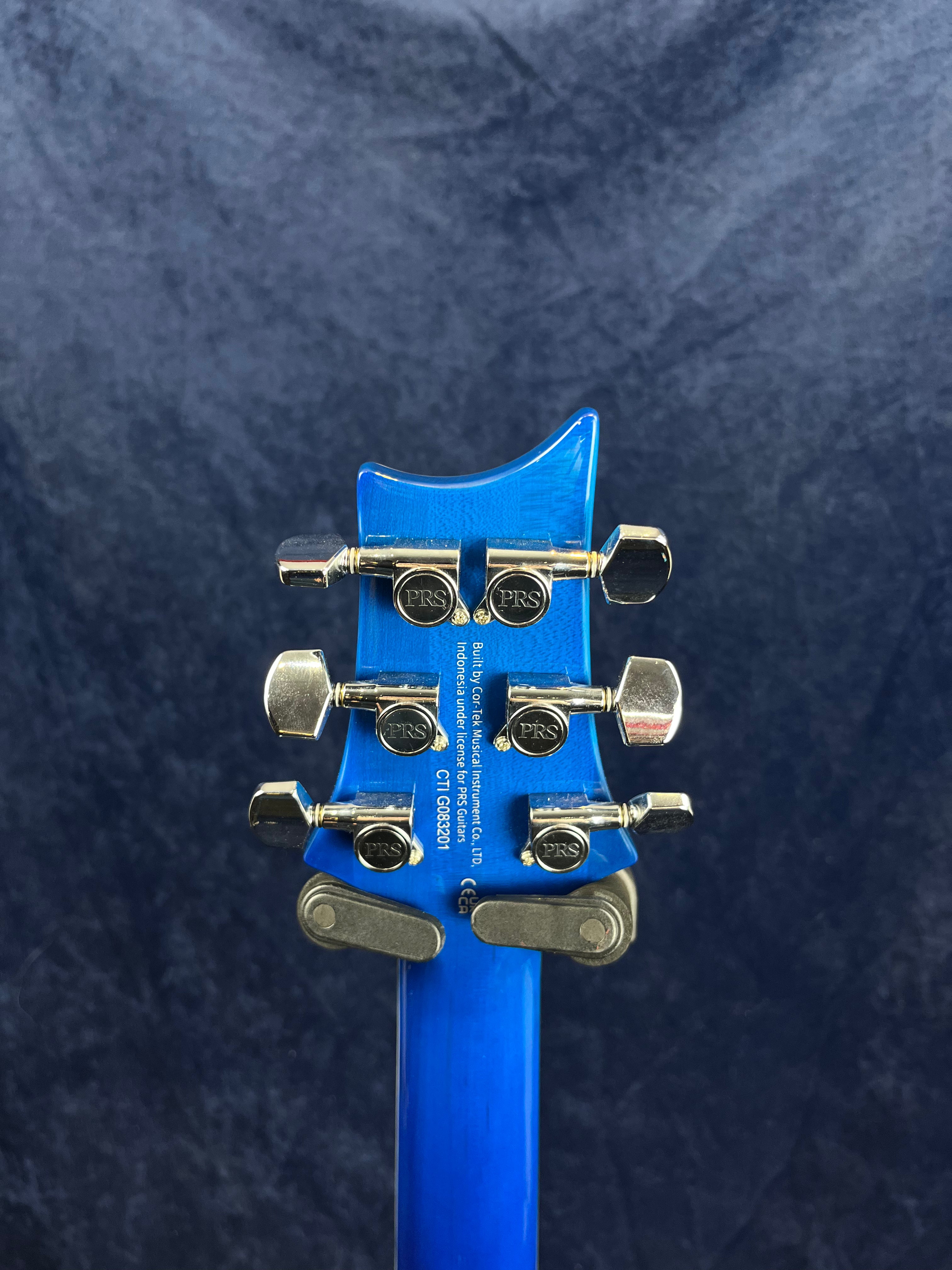 PRS SE Custom 24-08 Quilt in Lake Blue Ebony Fretboard Ex Demo