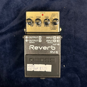 Boss RV-6 guitar effects pedal with four control knobs, labeled as used, no box, and priced at £125.