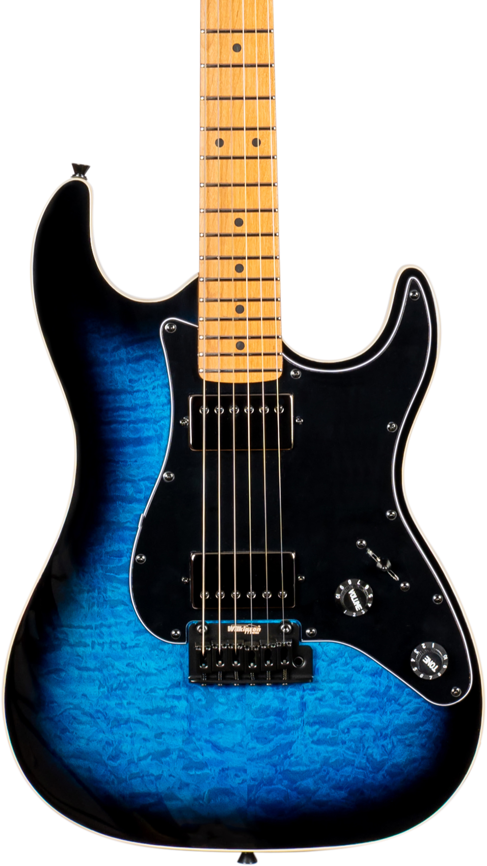 Jet Guitars JS-450 Flame Top Electric Guitar in Trans Blue Black Burst