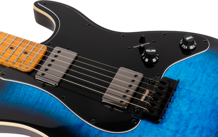 Jet Guitars JS-450 Flame Top Electric Guitar in Trans Blue Black Burst