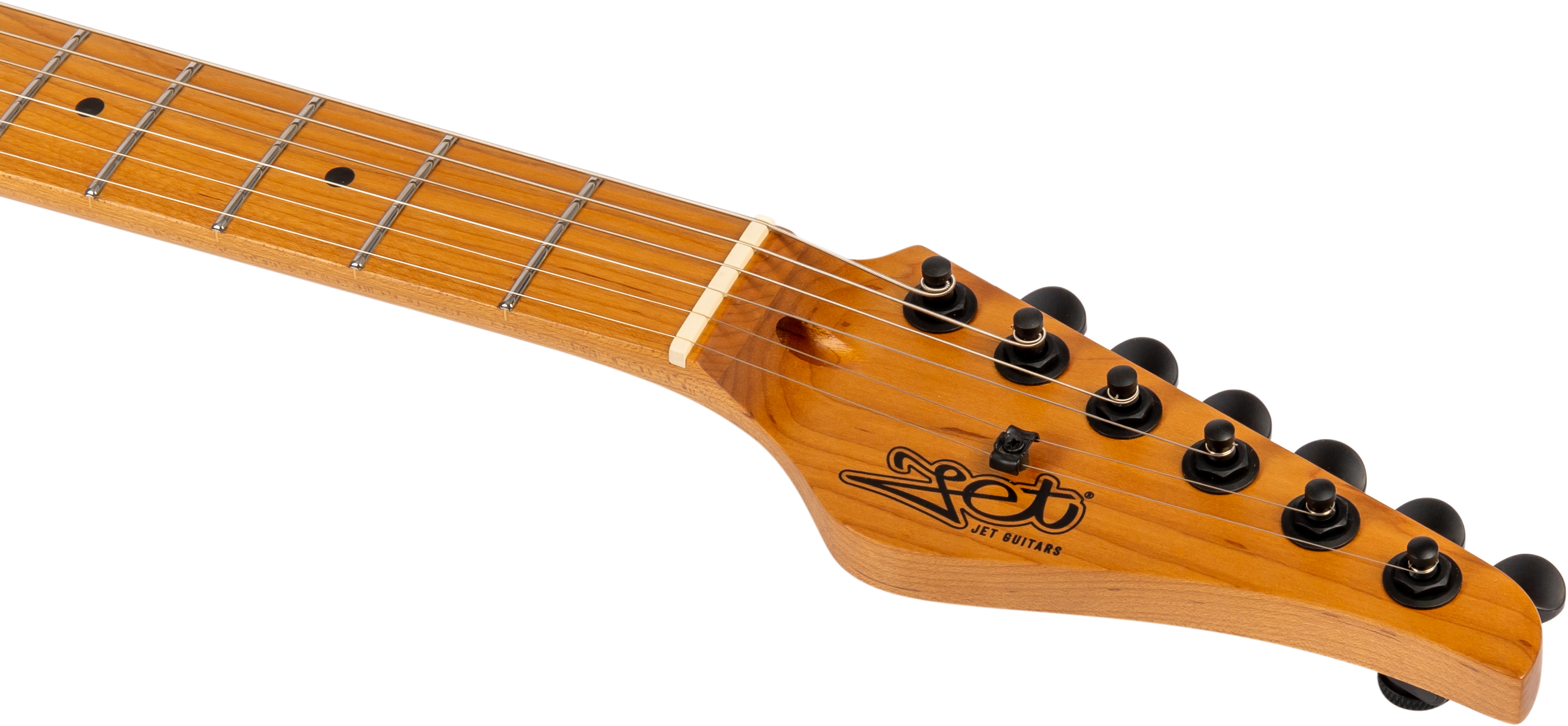 Jet Guitars JS-450 Flame Top Electric Guitar in Trans Blue Black Burst