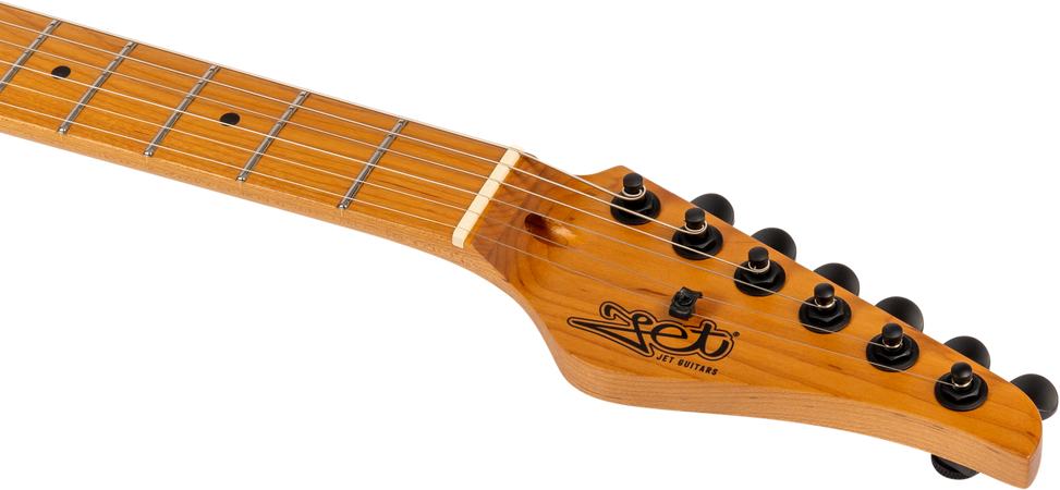 Jet Guitars JS-450 Flame Top Electric Guitar in Trans Blue Black Burst