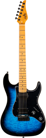Jet Guitars JS-450 Flame Top Electric Guitar in Trans Blue Black Burst