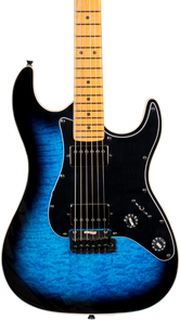 Jet Guitars JS-450 Flame Top Electric Guitar in Trans Blue Black Burst