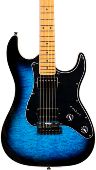 Jet Guitars JS-450 Flame Top Electric Guitar in Trans Blue Black Burst