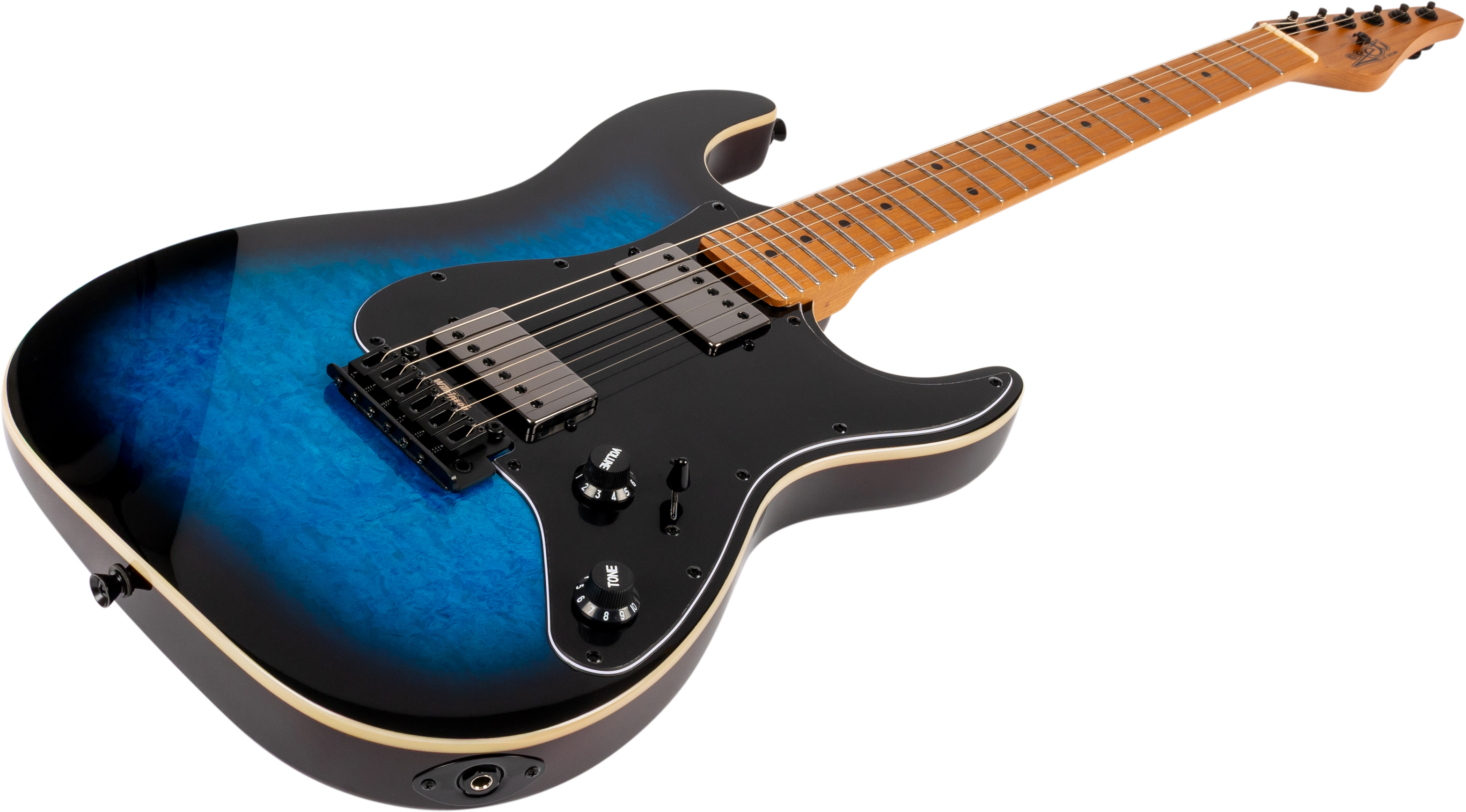 Jet Guitars JS-450 Flame Top Electric Guitar in Trans Blue Black Burst