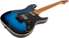 Jet Guitars JS-450 Flame Top Electric Guitar in Trans Blue Black Burst