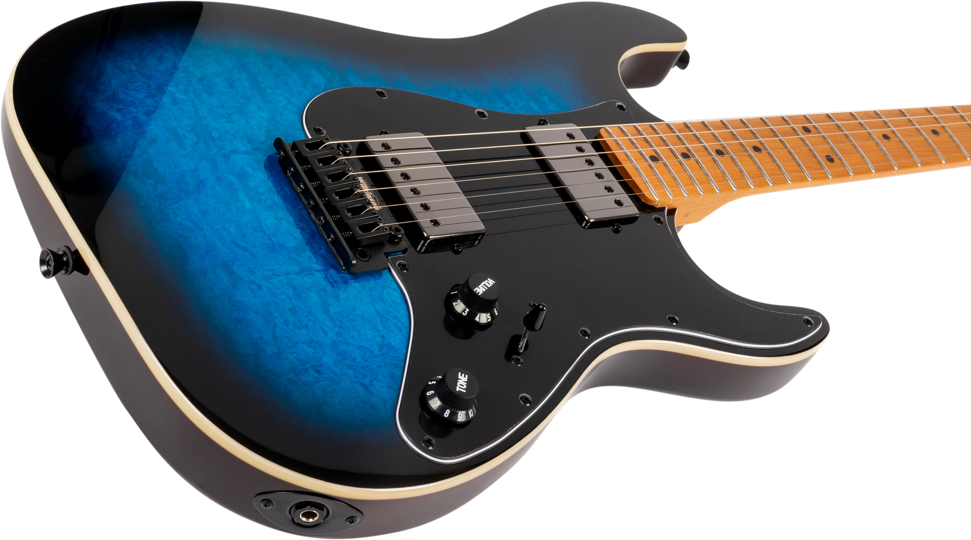 Jet Guitars JS-450 Flame Top Electric Guitar in Trans Blue Black Burst