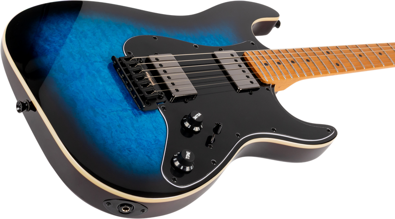 Jet Guitars JS-450 Flame Top Electric Guitar in Trans Blue Black Burst
