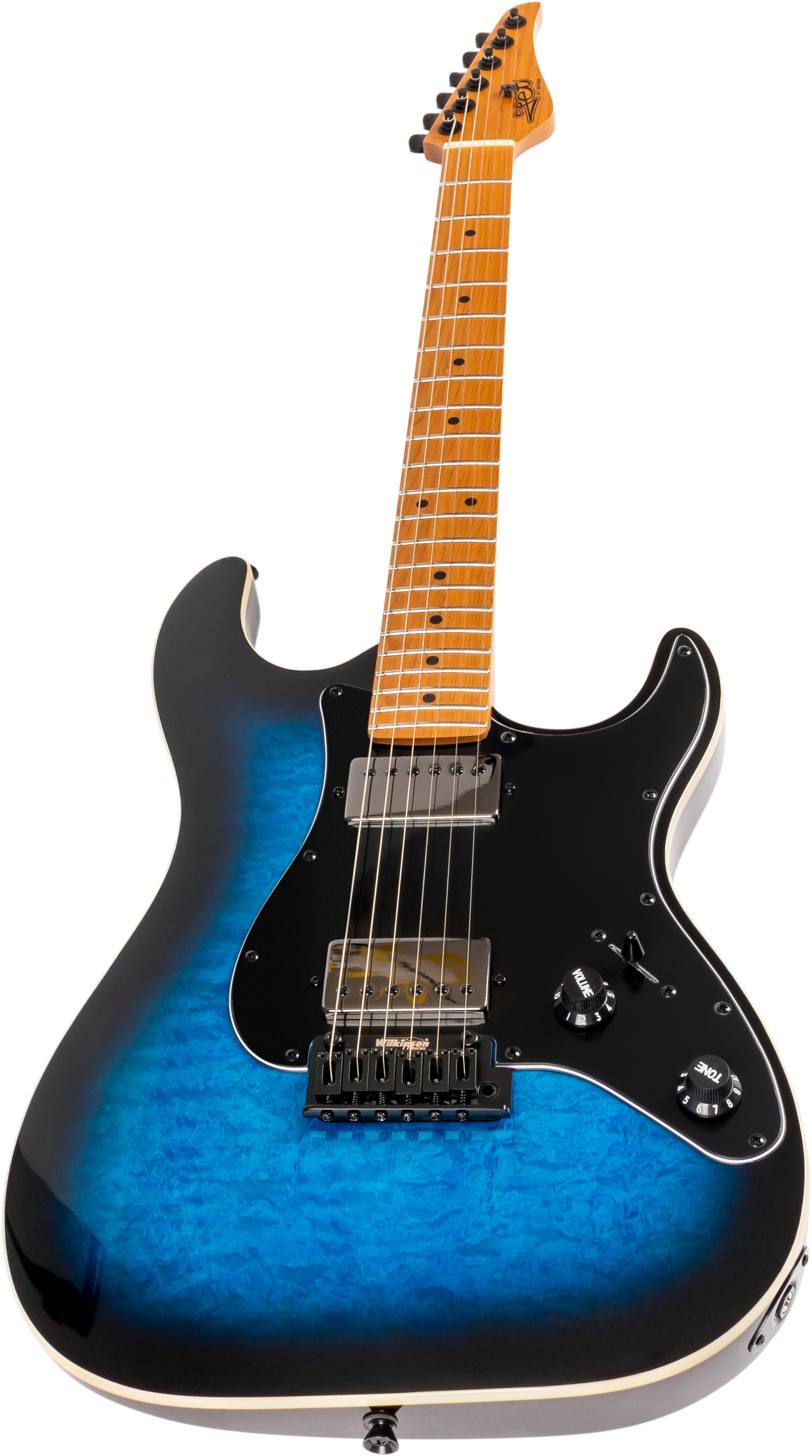 Jet Guitars JS-450 Flame Top Electric Guitar in Trans Blue Black Burst
