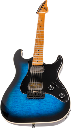 Jet Guitars JS-450 Flame Top Electric Guitar in Trans Blue Black Burst