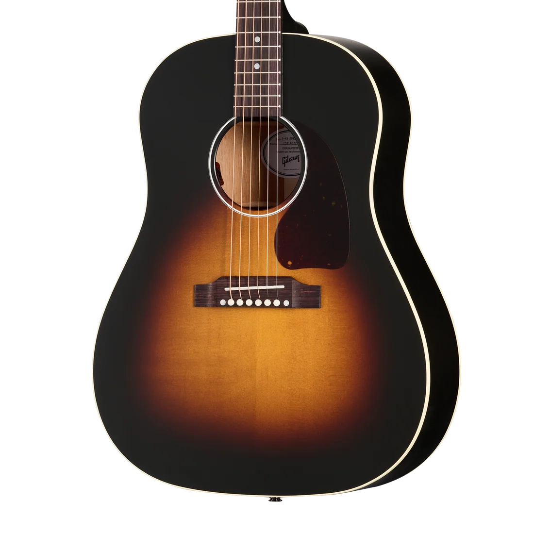 Epiphone acoustic guitar featuring a sunburst finish, white body binding, dark tortoiseshell pickguard, and six steel strings.