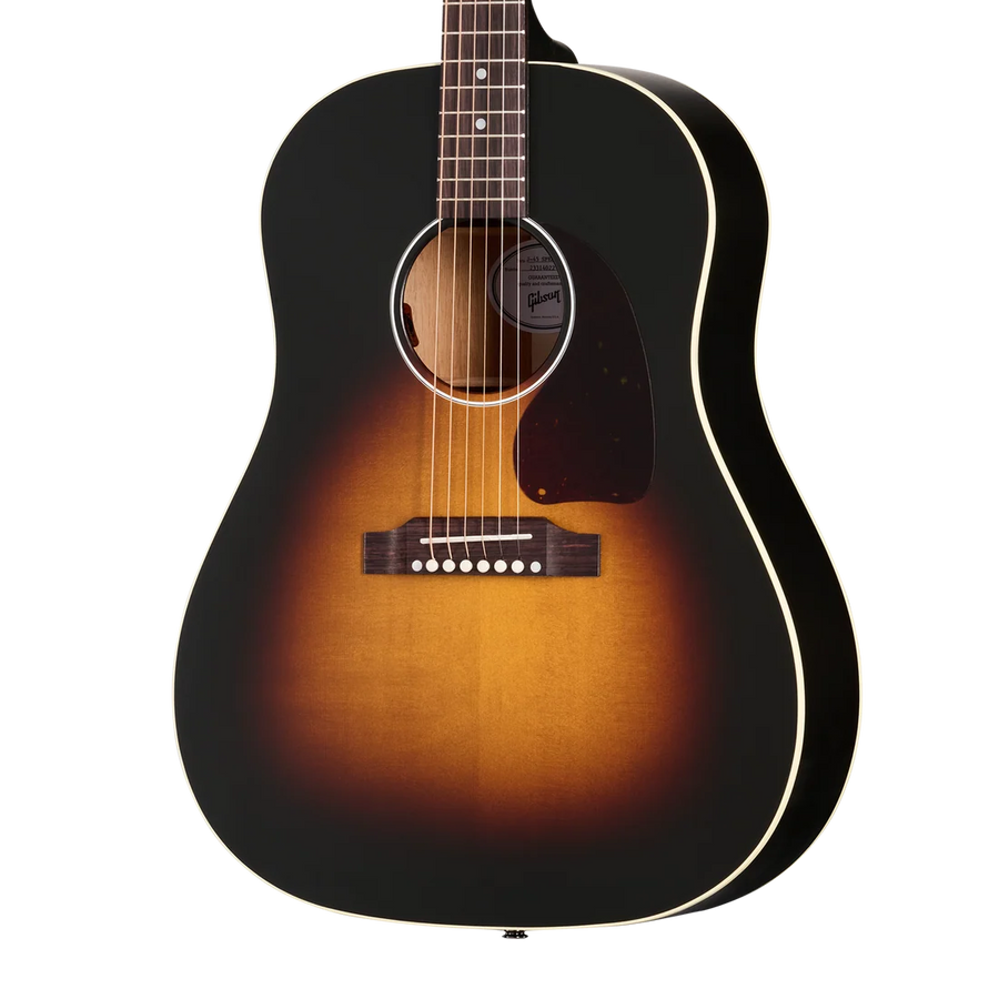 Epiphone acoustic guitar featuring a sunburst finish, white body binding, dark tortoiseshell pickguard, and six steel strings.