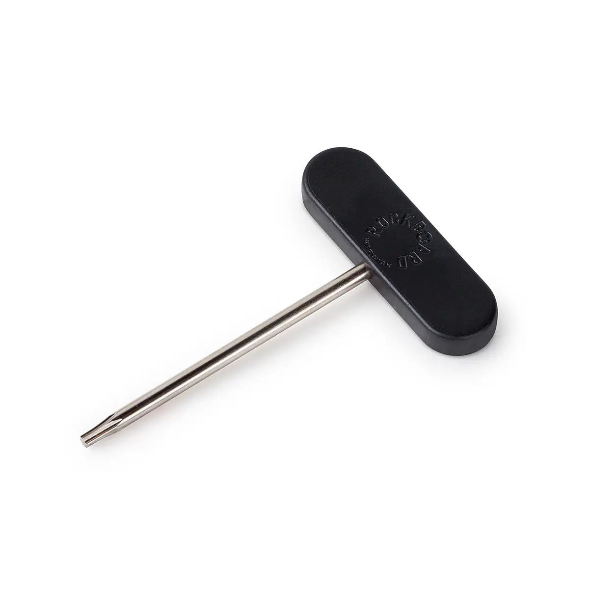 T-shaped tool with a black plastic handle and a metal shaft ending in a Phillips screwdriver tip, used for adjustments or repairs.
