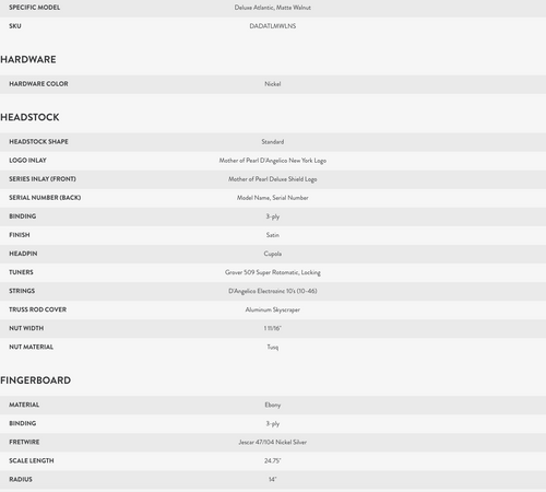 D'Angelico Deluxe Atlantic in Matte Walnut Ex Demo