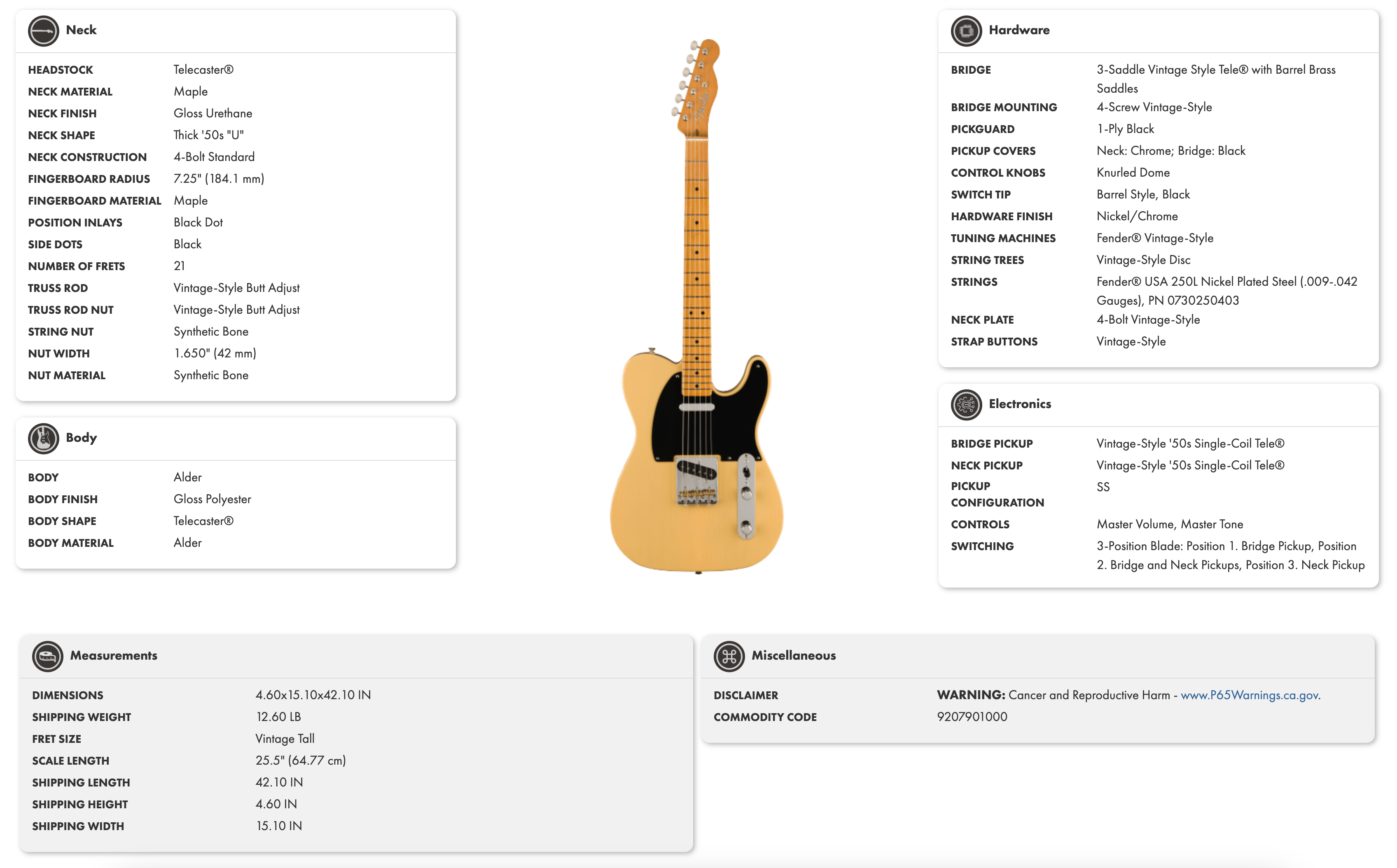 Yellow Telecaster electric guitar with a black pickguard, maple neck and fretboard, chrome control plate, and single-cutaway alder body.
