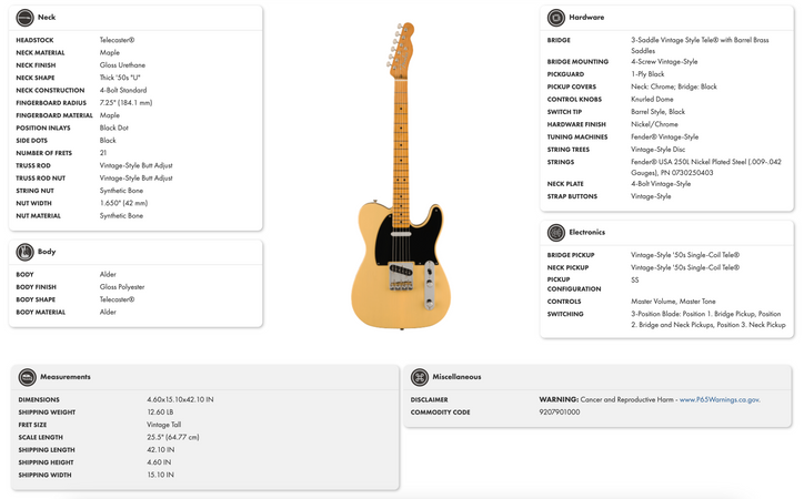 Fender Vintera II 50's Nocaster Maple Neck in Blackguard Blonde