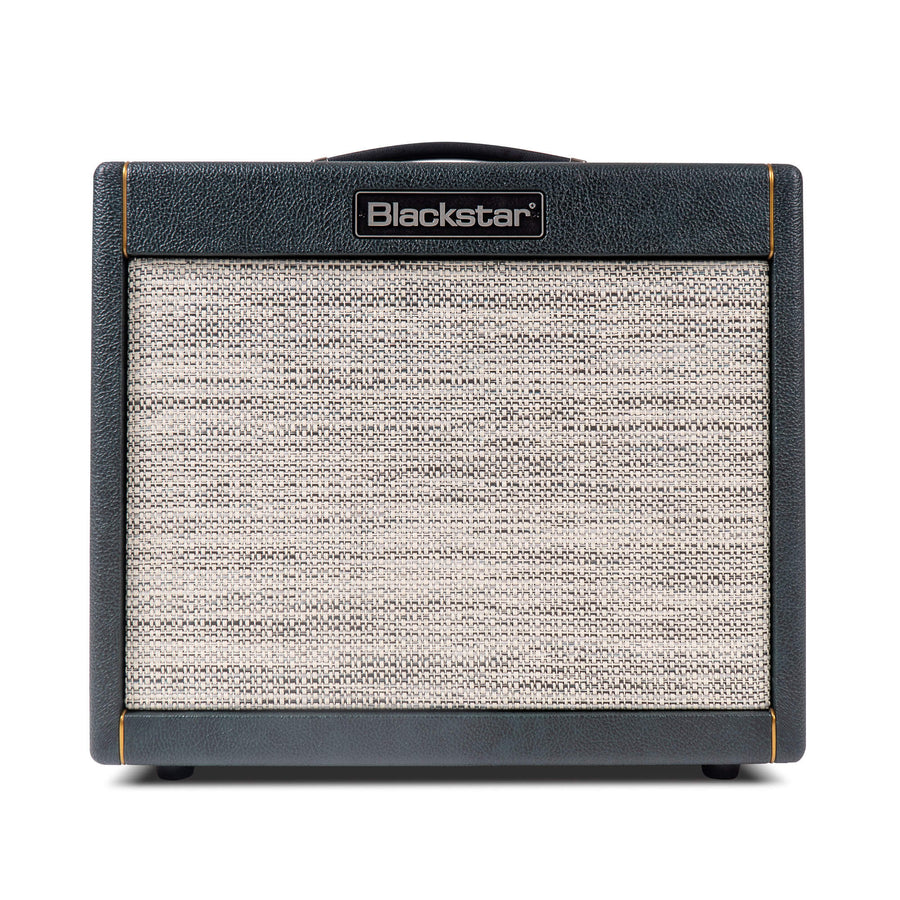 Blackstar amplifier with black textured sides, a beige woven front panel, and a handle on top. Logo displayed at the upper center.