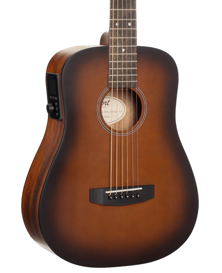 Cort Earth GO HyVibe Smart Guitar Solid Top in Open Pore Brown Burst
