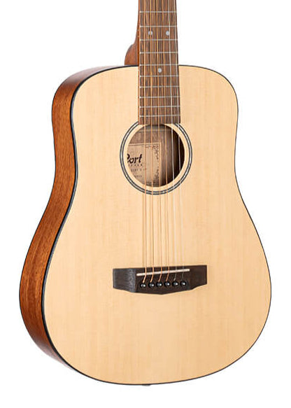 Guitare acoustique Cort AD Mini Short Scale Dreadnought, finition naturelle à pores ouverts